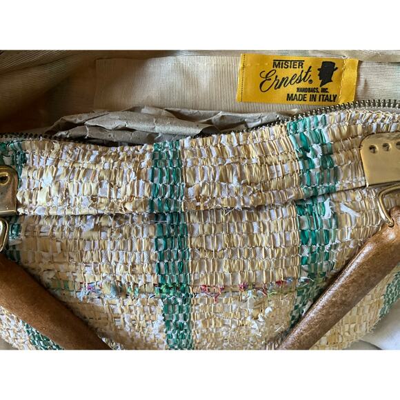 Vintage Mister Ernest Straw Wooden handle Purse Made in Italy - Picture 9 of 11